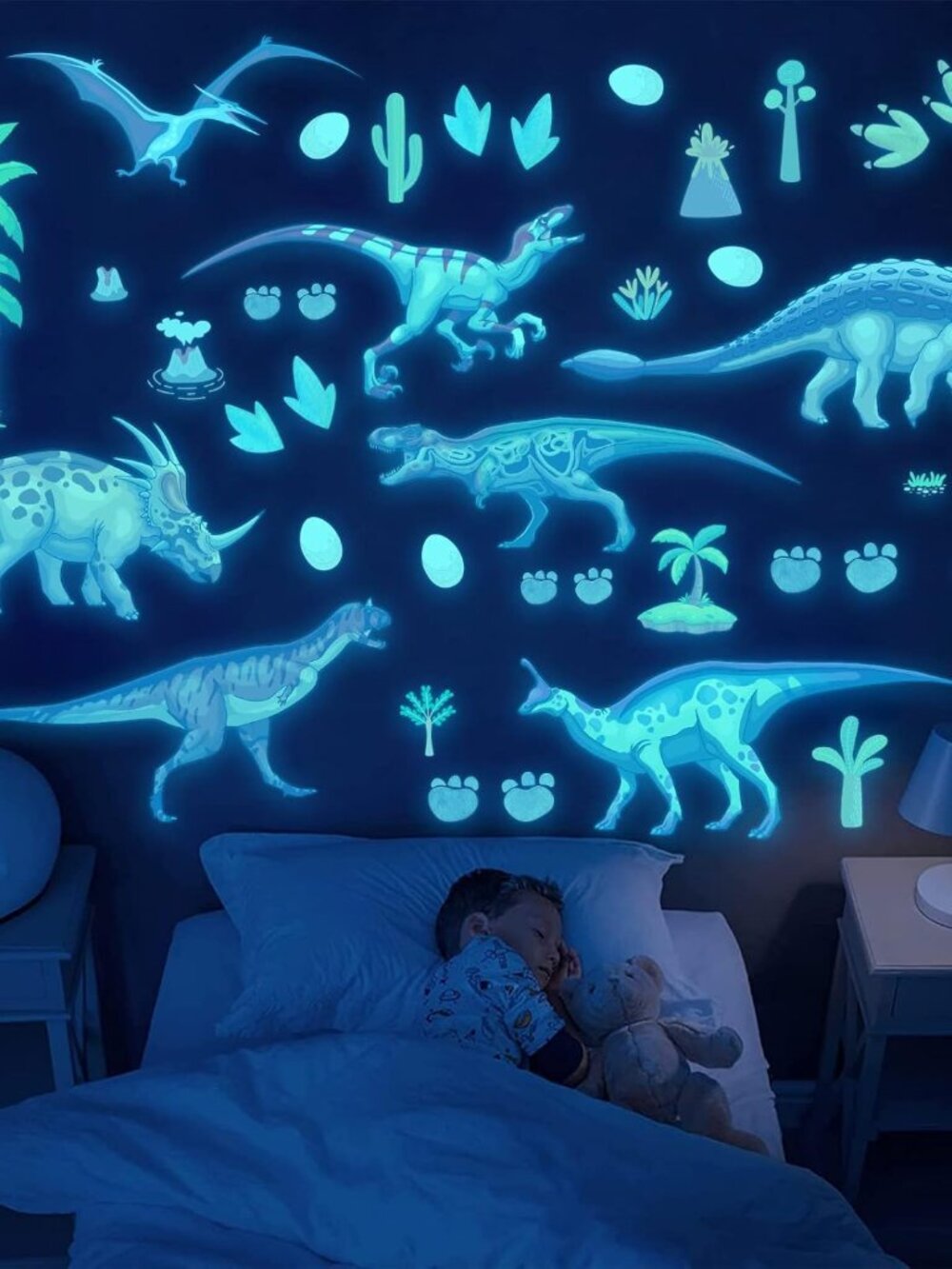 Glow in The Dark Dinosaur Wall Decals Dinosaur Room Decor for Bedroom